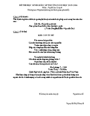 Đề thi học sinh giỏi cấp trường năm học 2015 - 2016 môn Ngữ văn lớp 8